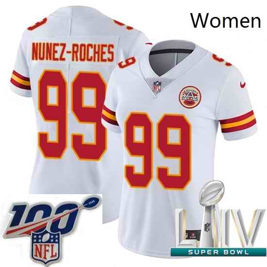 2020 Super Bowl LIV Women Nike Kansas City Chiefs #99 Rakeem Nunez-Roches White Vapor Untouchable Limited Player NFL Jersey